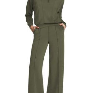 WIHOLL Women's 2-Piece Lounge Set: 2024 Half Zip Sweatshirt & Wide Leg Sweatpants
