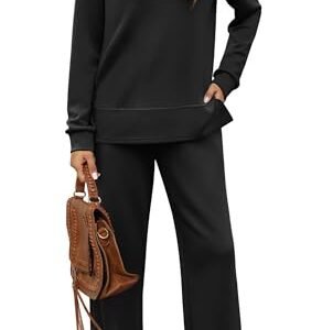 WIHOLL Women's Cozy Lounge Set for Casual Travel - Fashionable Wide Leg Tracksuit