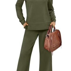 Women's 2 Piece Lounge Set for Fall Travel - Wide Leg Tracksuit