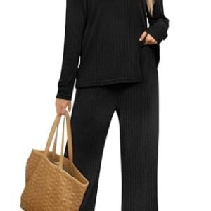 WIHOLL Women's Cozy Two-Piece Lounge Set with Pockets