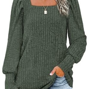 Trendy Casual Square Neck Long Sleeve Shirts for Women