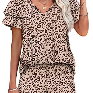 Summer Lounge Sets for Women: 2-Piece Short Sleeve V Neck Outfits